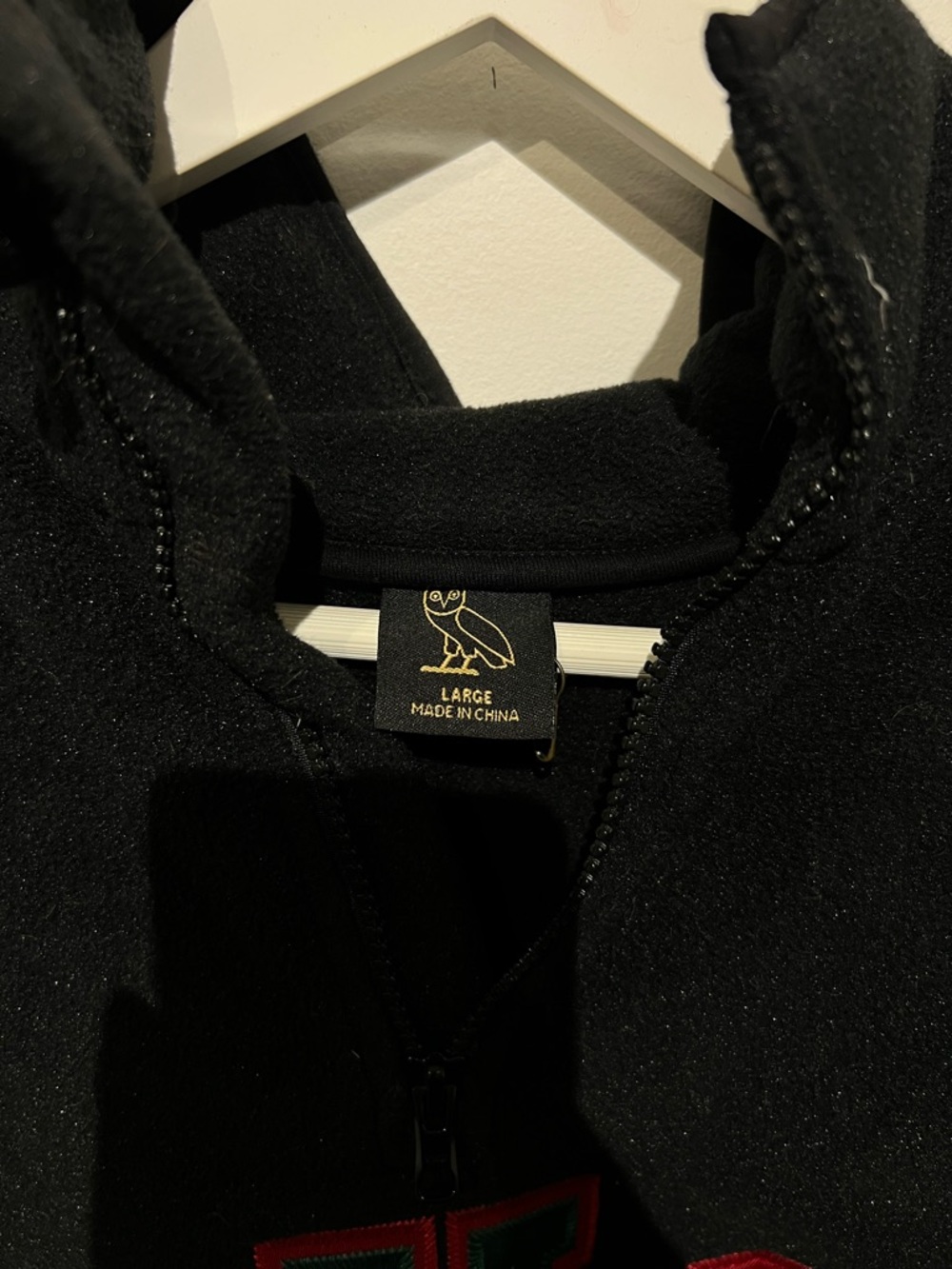 Black OVO Half-Zip Pullover Fleece with Red & Green Letters - Picture 3 of 6